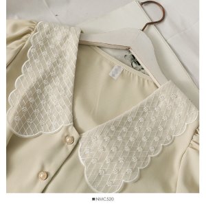 Áo chiffon ngắn tay phối lưới thời trang dành cho nữ-6