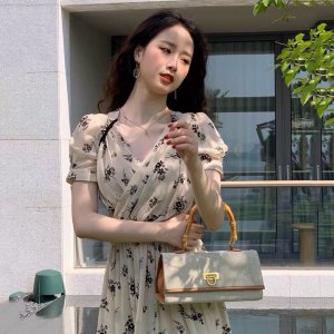 Đầm suông hoa cổ chéo váy nữ mặc tết đi tiệc đi biển đi du lịch siêu xinh chất lụa nhập-8