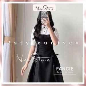 Váy Nữ Cổ Sơ Mi Tay Lỡ Đan Dây Eo Dáng Xòe Tiểu Thư Chất Đũi Lụa NinaStore-6