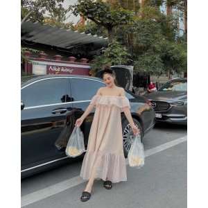 [Siêu Hot] Váy Maxi Bèo Trễ Vai 5 Màu Siêu Xinh Có Ảnh Thật Kèm Video-5