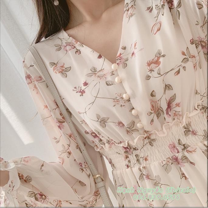 Váy hoa nhí dày tay vintage-5