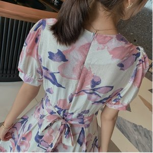 Đầm Voan Hoa Tay Phồng Thời Trang Đáng Yêu Cho Nữ Mùa Xuân Hè Váy-8