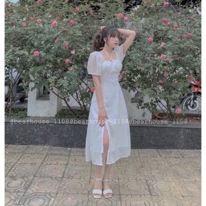 [Mã 55FASHIONSALE giảm 12% đơn 99K] ] 🌷 VÁY HOA NHÍ XẺ TÀ ❌ ĐẦM HOA NHÍ DÁNG DÀI XẺ TÀ ĐẸP 🌷-3