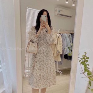 Váy hoa nhí dài tay freesize thiết kế nhẹ nhàng-3