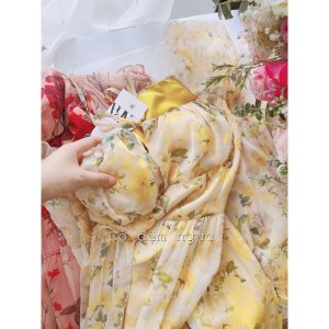 VÁY HOA VOAN TƠ XƯỚC CÚP NGỰC MAXI-9