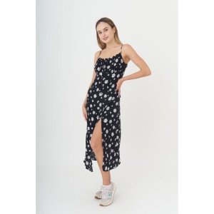 Đầm hai dây hoa dáng midi xẻ tà xuất khẩu-2