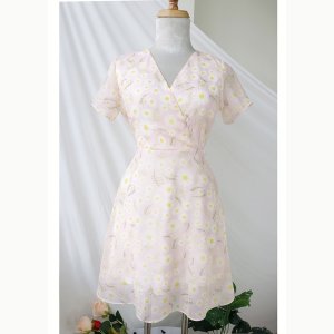 Đầm váy nữ hoa cúc, dáng xoè cổ chữ V xinh xắn, dễ thương RD045-5