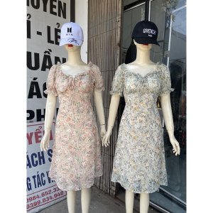 Váy hoa cup ngực dáng dài có đệm ngực-9