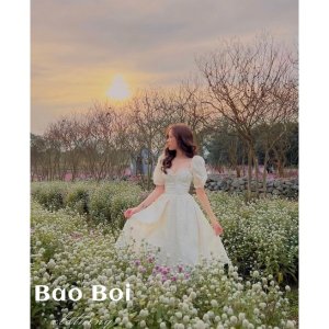 [ẢNH THẬT] VÁY HOA CÚP NGỰC TAY BỒNG DÁNG XOÈ HAI LỚP-4