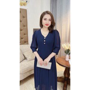 Đầm Suông Trung Niên Linh Trà TM298 Vải Voan Chiffon Cao Cấp Cho Mẹ-8