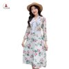 Đầm Nữ NHẬT VY Hoa Dáng Ôm Phối Nơ Cổ Chất Voan Công Sở, Đi Tiệc - D2251-1