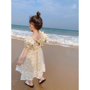 Váy hoa phủ ren xinh mướt mượt bé gái-4