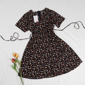 Đầm váy nữ hoa cúc, dáng xoè cổ chữ V xinh xắn, dễ thương RD045-6