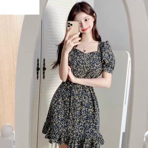 Đầm váy hoa mai (Vàng, Đen) dáng bèo đuôi cá siêu xinh, cuốn hút mọi ánh nhìn-2