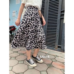 chân váy hoa ulzang, chân váy hoa xoè trẻ trung-6