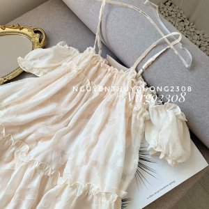[HÀNG CÓ SẴN]VÁY 2 DÂY REN HOA NỔI BABYDOLL “LISA DRESS” tiểu thư-7