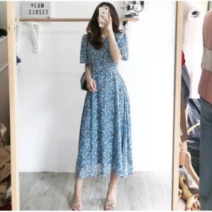 Váy Maxi Hoa bèo Xếp li trước nhiều màu-6