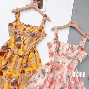 Váy xòe hoa 2 dây voan lụa nhẹ mát tôn vai đẹp eo thon DK168-4
