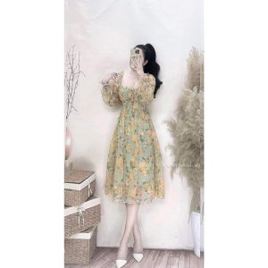 VÁY HOA VOAN TƠ XƯỚC CÚP NGỰC MAXI-2