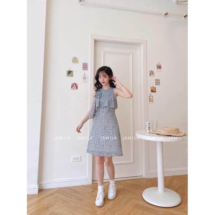 VÁY HOA XANH NHÍ NƠ BÈO SÁT NÁCH-1