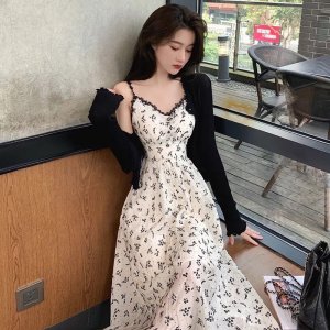 [Mã 55FASHIONSALE1 giảm 10K đơn 50K] Váy nữ đầm hoa nhí xinh đẹp dáng dài suông xòe nhẹ vintage bánh bèo 2 lớp - 501-7