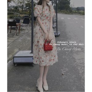 Váy hoa nhí xếp ly ngực-3