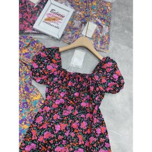 [Sieu Hot] Váy Hoa Hồng Body Cổ Vuông, Đầm Hoa Dáng Ôm Siêu Xinh Có Ảnh Thật Kèm Video-5