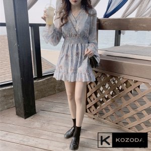 Váy Hoa Nhí Đầm Voan Dáng Dài đẹp dễ thương dáng xòe có lớp lót Quảng Châu kozoda d14-2