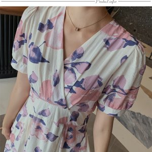 Đầm Voan Hoa Tay Phồng Thời Trang Đáng Yêu Cho Nữ Mùa Xuân Hè Váy-7