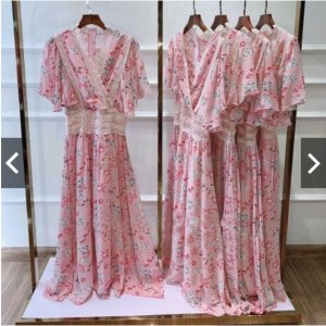 Váy xòe hoa nhí cổ V A1000.369-2