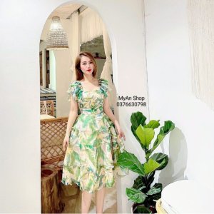 🌈VÁY ĐẦM TƠ HOA XANH 4 TẦNG CÁNH TIÊN XẾP TẦNG❤️-4