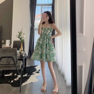 Đầm hoa đẹp ❤️FREESHIP❤️ Váy hoa 2 dây hàng Quảng Châu có sẵn-3