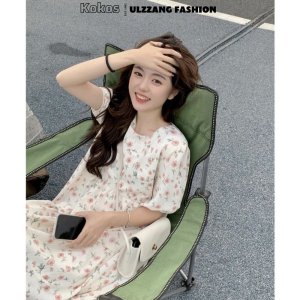 Váy hoa nhí chữ A [kokos] đầm hoa vintage [freesize] [Siêu Sale] [FreeShip] tay lỡ dáng suông ulzzang 21197-2
