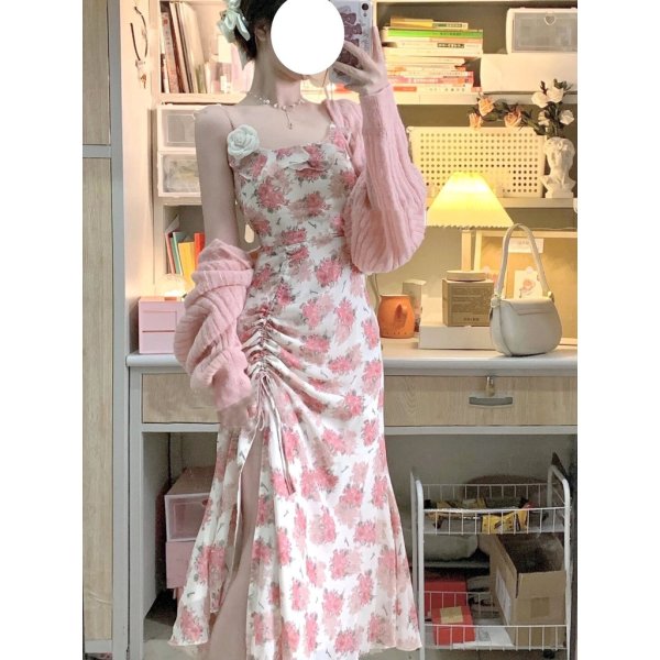 Đầm Hai Dây Dáng Dài In Hoa Thời Trang Quyến Rũ Cho Nữ-1