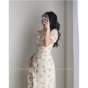 Váy voan hoa xẻ đùi mặc 2 kiểu the.sweaterweather TSW (ảnh thật)-4