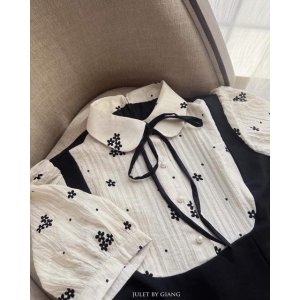 Váy phối hoa nhí cổ nơ, hàng xịn xuất sắc-5