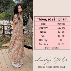 Váy hoa nhí dáng dài đuôi cá – Đầm nữ form suông vintage V-ĐC2-2