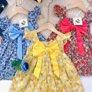 [Mã: I010820K giảm 50%] (7-20kg_mới nhất 2022) Váy hoa nơ kèm mũ cho bén gái-2