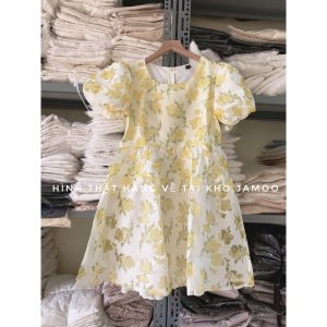 Váy hoa nhí hoạ tiết bông hoa vàng tay bồng ulzzang - Đầm đi biển 2022 (video/sẵn)-8