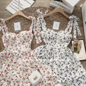 [ẢNH THẬT] VÁY HOA HAI DÂY CÚP NGỰC BUỘC NƠ VAI TẦNG XOÈ VH2SNT-9