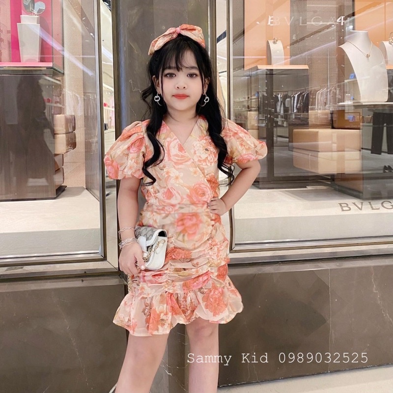 Set váy hoa Mẫu Đơn cho bé gái 16-40kg nữ tính sang chảnh-2