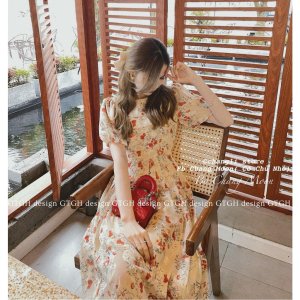 Váy Hoa Xếp Ly Ngực Tay Bồng Tiểu Thư Điệu Đà (Hình Thật-Kèm Video)-3