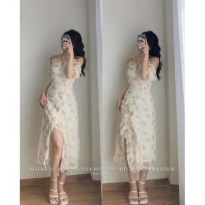 Váy voan hoa xẻ đùi mặc 2 kiểu the.sweaterweather TSW (ảnh thật)-2