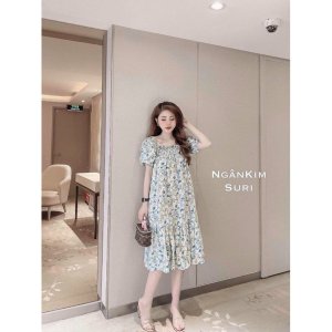 [Siêu Hot] Váy Hoa Thô 2 Màu Đuôi Cá, Đầm Hoa Nhí Dáng Suông Siêu Xinh Có Ảnh Thật Kèm Video-5