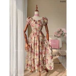 VÁY VOAN HOA CỔ V BÈO RỦ TKCC-6