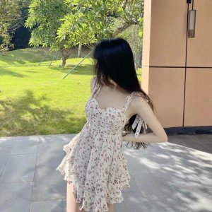 Váy Hoa Cup Ngực Khuy Bọc 2 Lớp Dáng Xoè Có Ảnh Thật Kèm Video-6