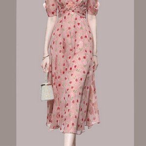 Người nổi tiếng Váy hoa Thời trang Cao cấp Mùa hè mới của Phụ nữ Pháp Ánh sáng sang trọng Mỏng cổ chữ V Gợi cảm Váy hoa Phong cách Bohemian-4