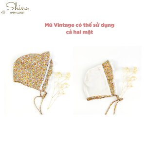 Set 2 váy hoa cho bé gái Shine Baby Closet kèm nón bonet kiểu dáng vintage đáng yêu với họa tiết hoa nhí màu vàng.-4