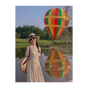 [ẢNH THẬT] ĐẦM HOA LY CỔ VÉT CHÂN XOÈ XẾP LY-7