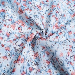 Váy hoa nhí công sở dáng A cổ trắng thanh lịch đính cúc ngọc chất liệu lụa mềm mại thiết kế Evalover-7